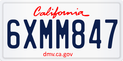 CA license plate 6XMM847