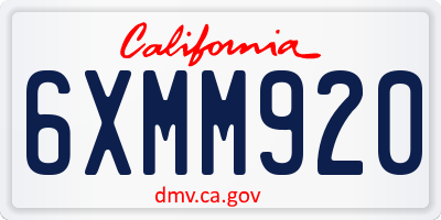 CA license plate 6XMM920
