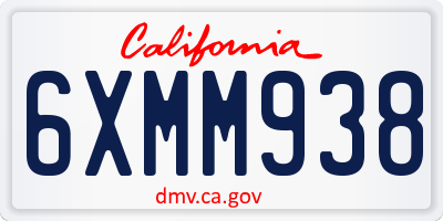 CA license plate 6XMM938