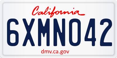 CA license plate 6XMN042