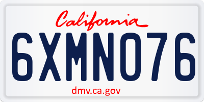 CA license plate 6XMN076