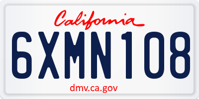 CA license plate 6XMN108