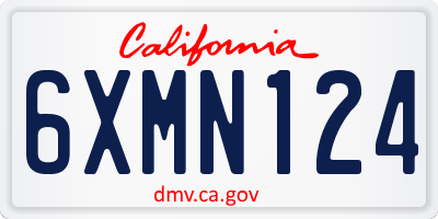 CA license plate 6XMN124