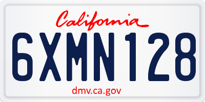 CA license plate 6XMN128