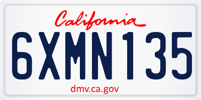 CA license plate 6XMN135