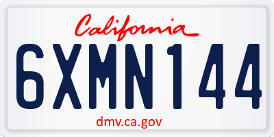 CA license plate 6XMN144