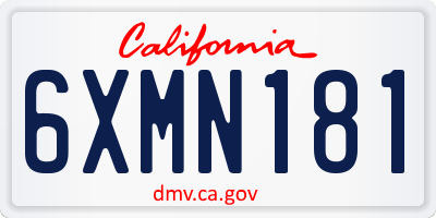 CA license plate 6XMN181