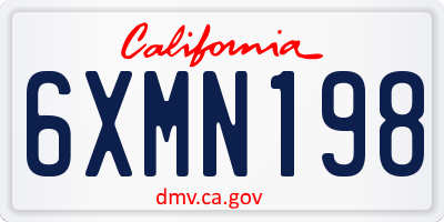 CA license plate 6XMN198