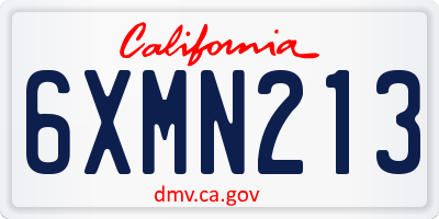 CA license plate 6XMN213