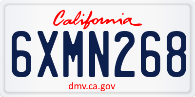 CA license plate 6XMN268