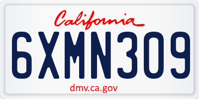 CA license plate 6XMN309
