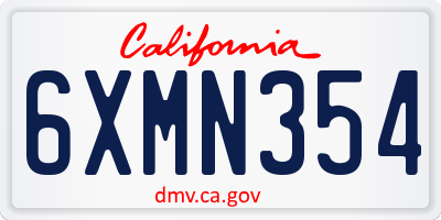 CA license plate 6XMN354