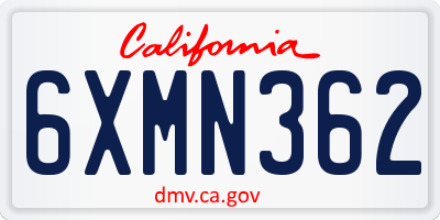 CA license plate 6XMN362