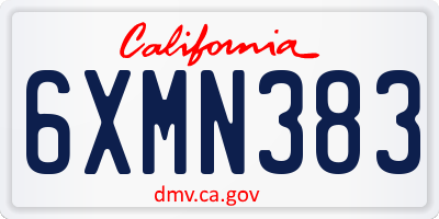 CA license plate 6XMN383