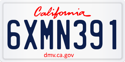 CA license plate 6XMN391