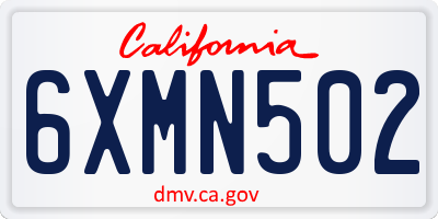 CA license plate 6XMN502