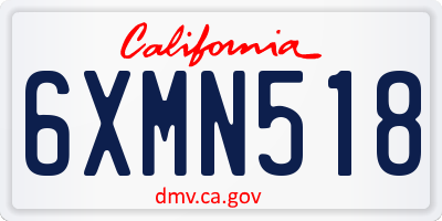 CA license plate 6XMN518