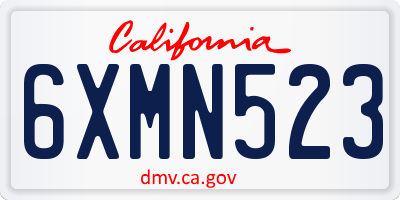 CA license plate 6XMN523