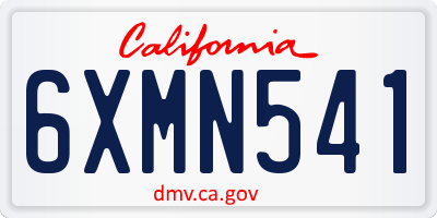 CA license plate 6XMN541