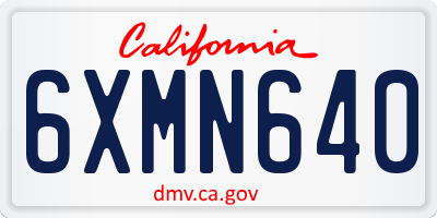 CA license plate 6XMN640