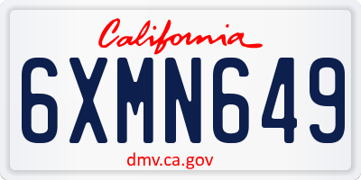 CA license plate 6XMN649