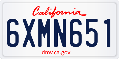 CA license plate 6XMN651