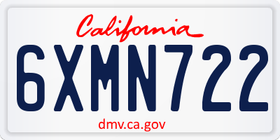 CA license plate 6XMN722