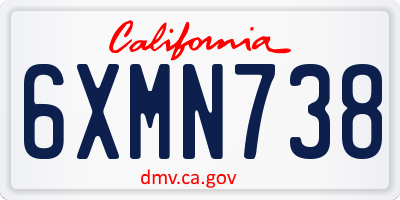 CA license plate 6XMN738