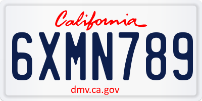 CA license plate 6XMN789