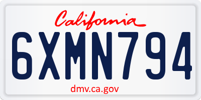CA license plate 6XMN794