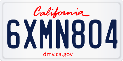 CA license plate 6XMN804