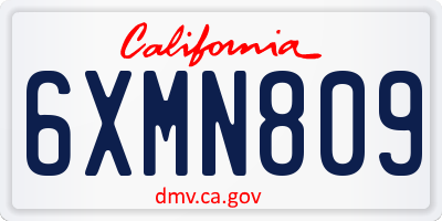 CA license plate 6XMN809