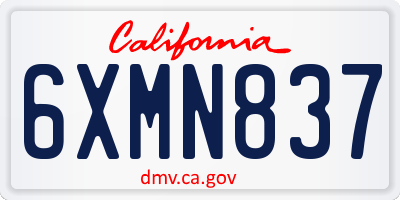 CA license plate 6XMN837