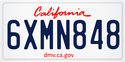 CA license plate 6XMN848