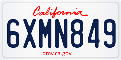 CA license plate 6XMN849