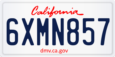 CA license plate 6XMN857