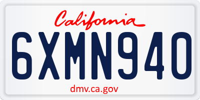 CA license plate 6XMN940