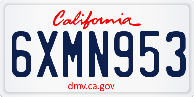 CA license plate 6XMN953