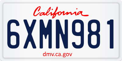 CA license plate 6XMN981
