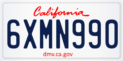 CA license plate 6XMN990