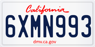 CA license plate 6XMN993