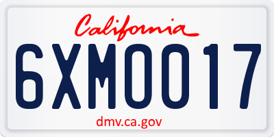 CA license plate 6XMO017