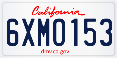 CA license plate 6XMO153