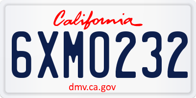 CA license plate 6XMO232