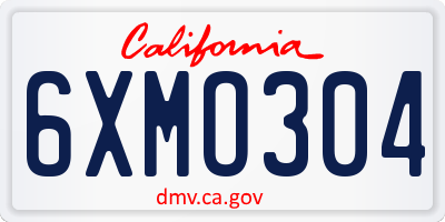 CA license plate 6XMO304