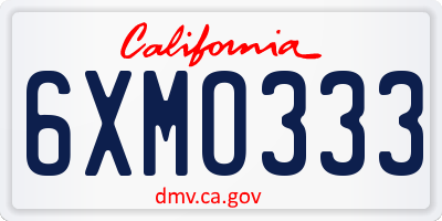 CA license plate 6XMO333