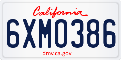 CA license plate 6XMO386