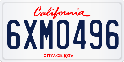 CA license plate 6XMO496