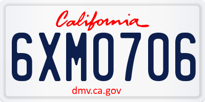 CA license plate 6XMO706