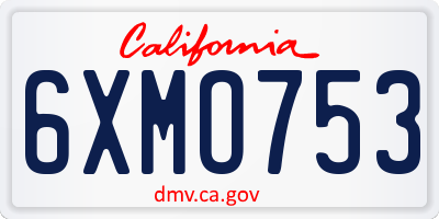 CA license plate 6XMO753